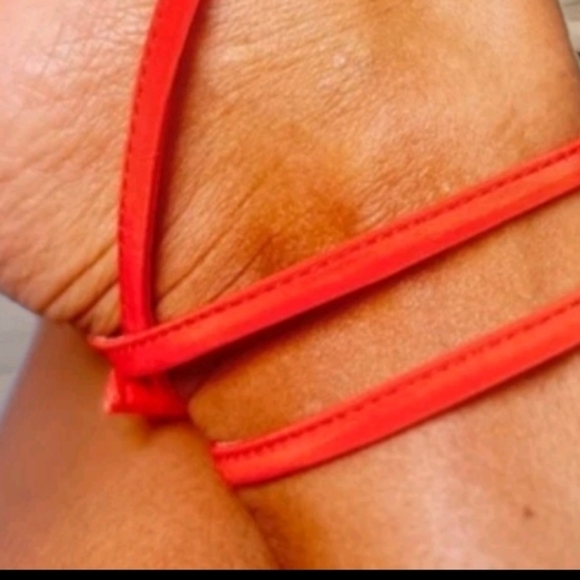 Adorable Orange  Zara Satin effect wrap ankle  Stilletto block heel sandals. - Picture 8 of 8